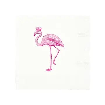 Alexa Pulitzer - Royal Flamingo Beverage Napkins - WHITE