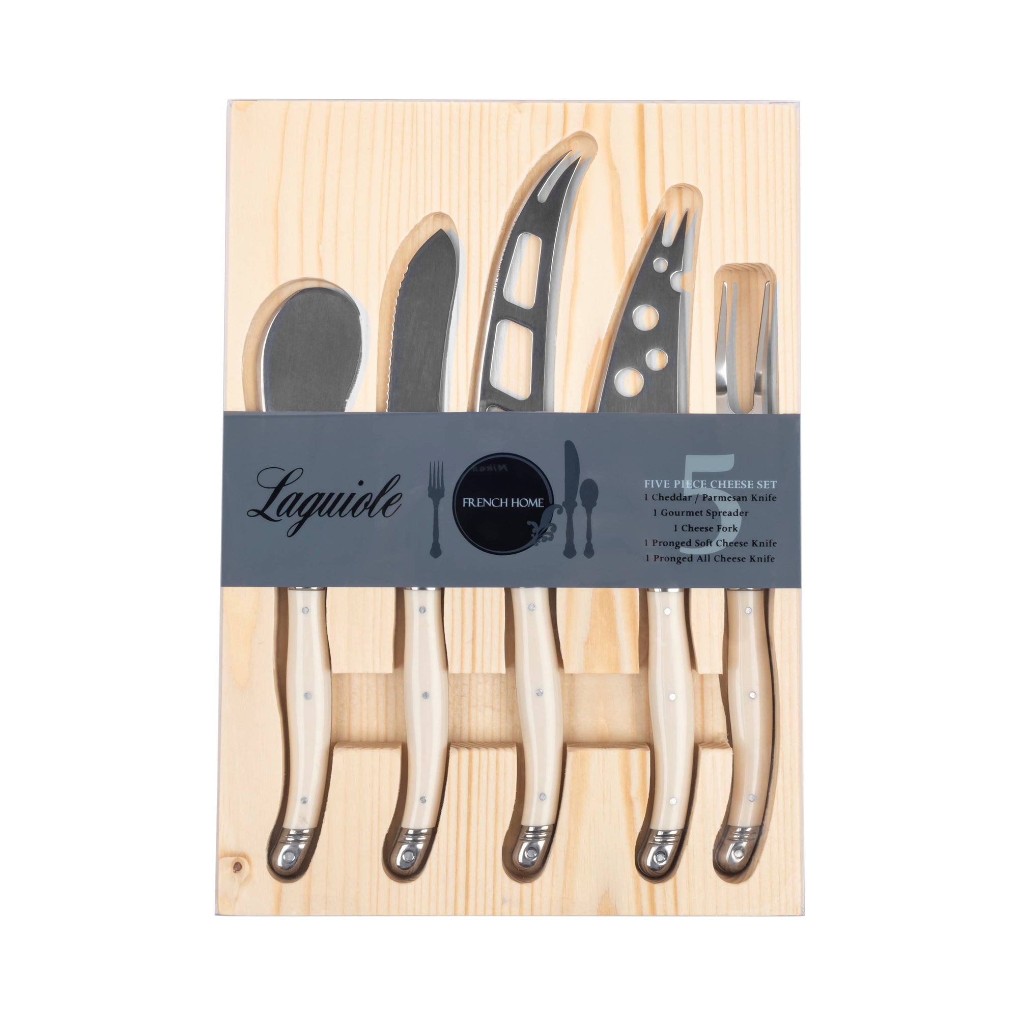French Home - Laguiole 5-Piece Artisan Ivory-Colored Cheese Knife Set