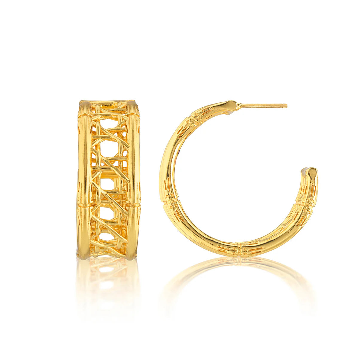 Capucine De Wulf Veranda Caning Medium Hoop Earrings