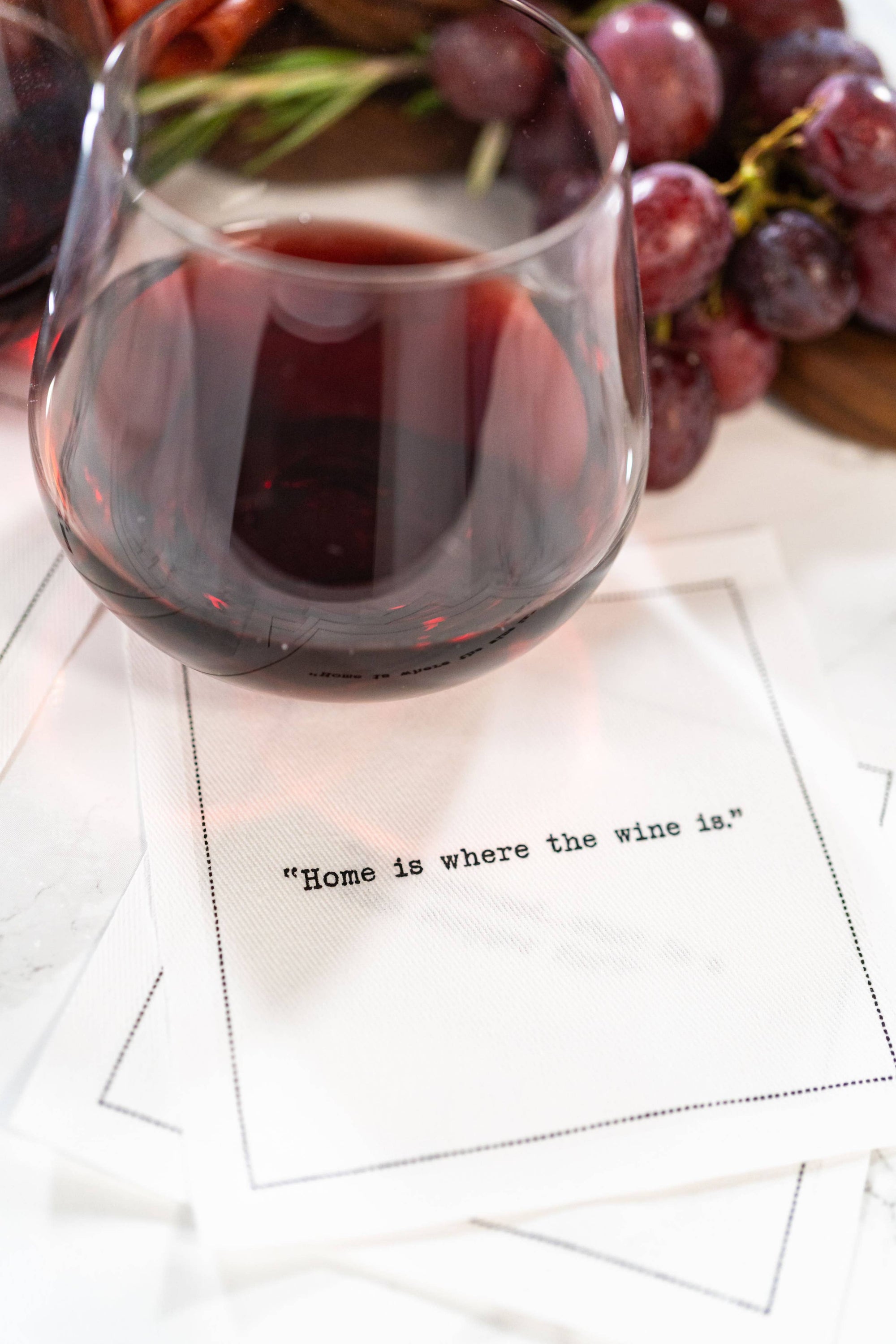 Five Star Napkins Inc. - Wine Quotes - White Cotton Cocktail Napkins x 50