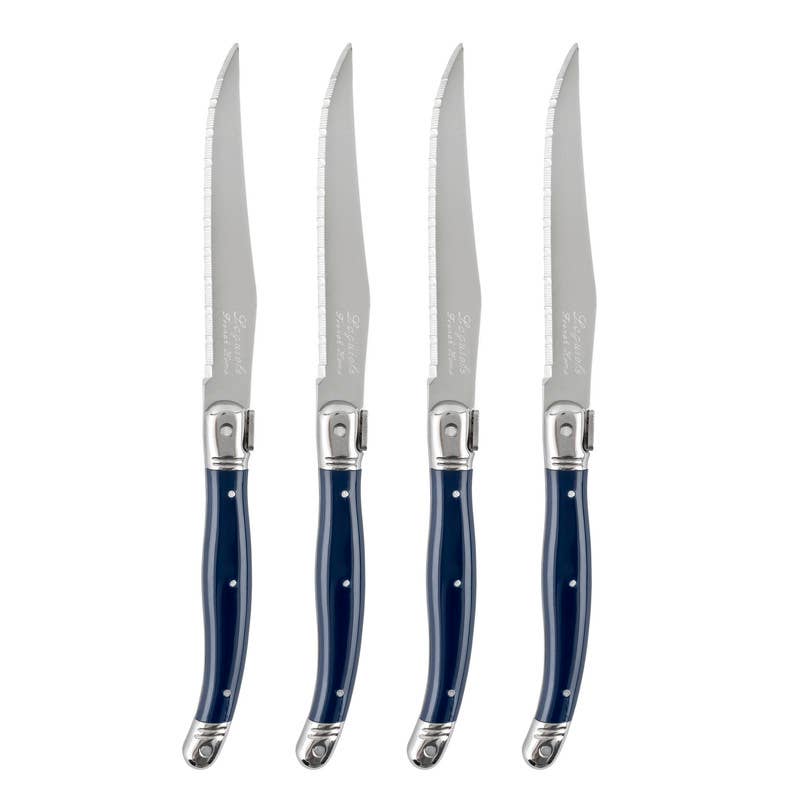 French Home - French Home Laguiole Steak Knives, Set of 4, Navy Blue