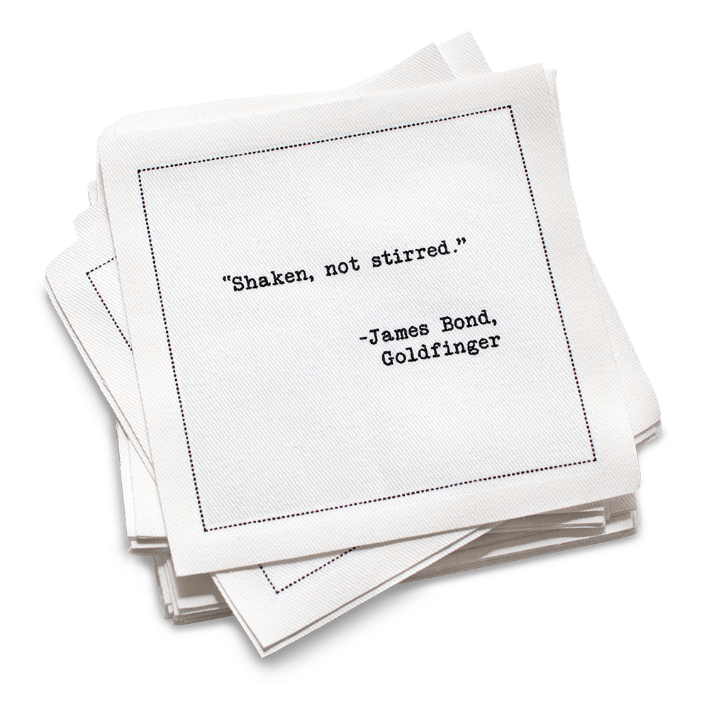 Five Star Napkins Inc. - Drinking Quotes II - White Cotton Cocktail Napkins x 50