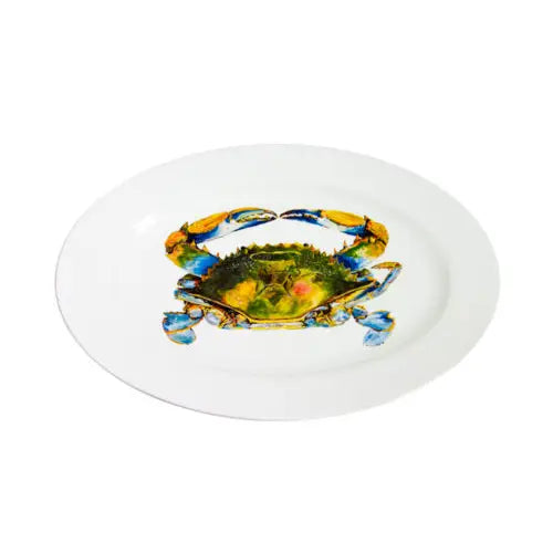 Kim Rody Nit Picker Blue Crab Medium Oval Platter 18"