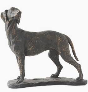 Resin Patina Sitting Dog on Black Base