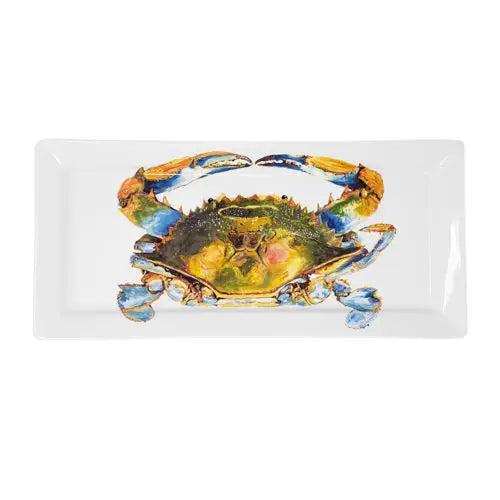 Kim Rody Nit Picker Blue Crab Rectangle Platter 15" x 7"