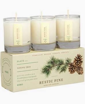 Rustic Pine - Plant the Box Votive Candle Trio - 3