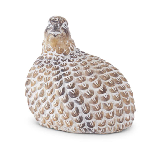 Whitewashed Tan Resin Quail 6.25"