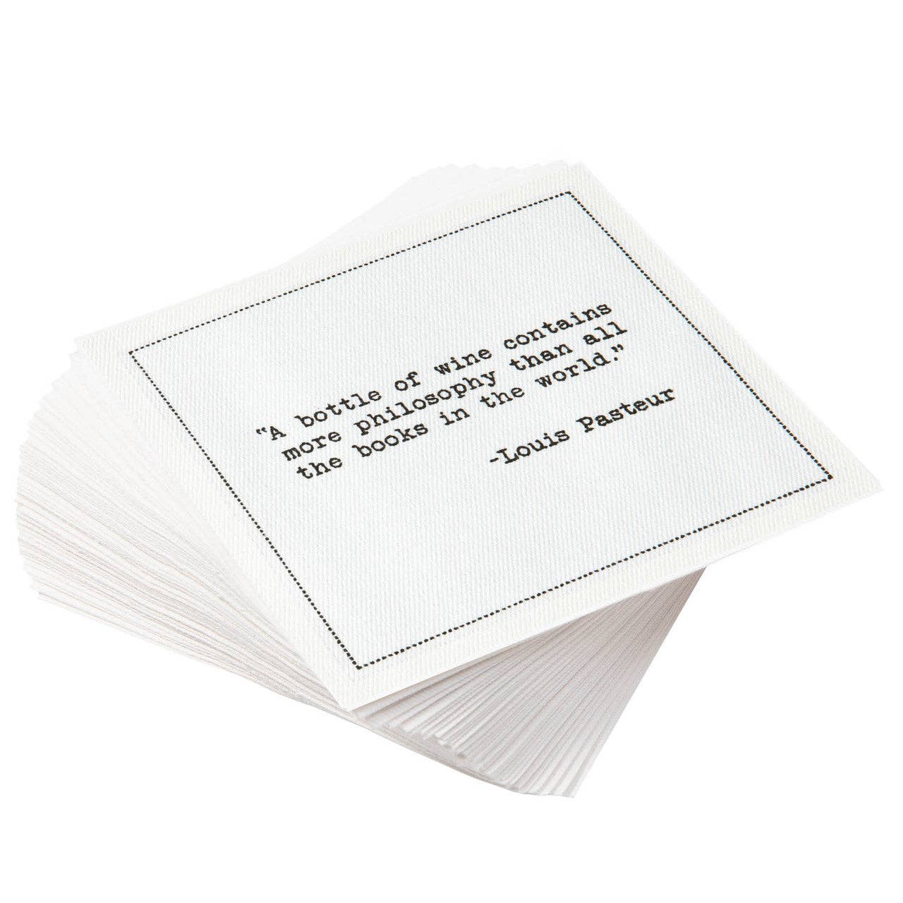 Five Star Napkins Inc. - Drinking Quotes II - White Cotton Cocktail Napkins x 50