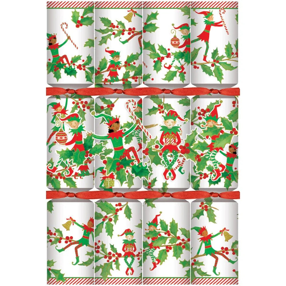 Caspari Jingle Elves Christmas Crackers - 8 Per Box