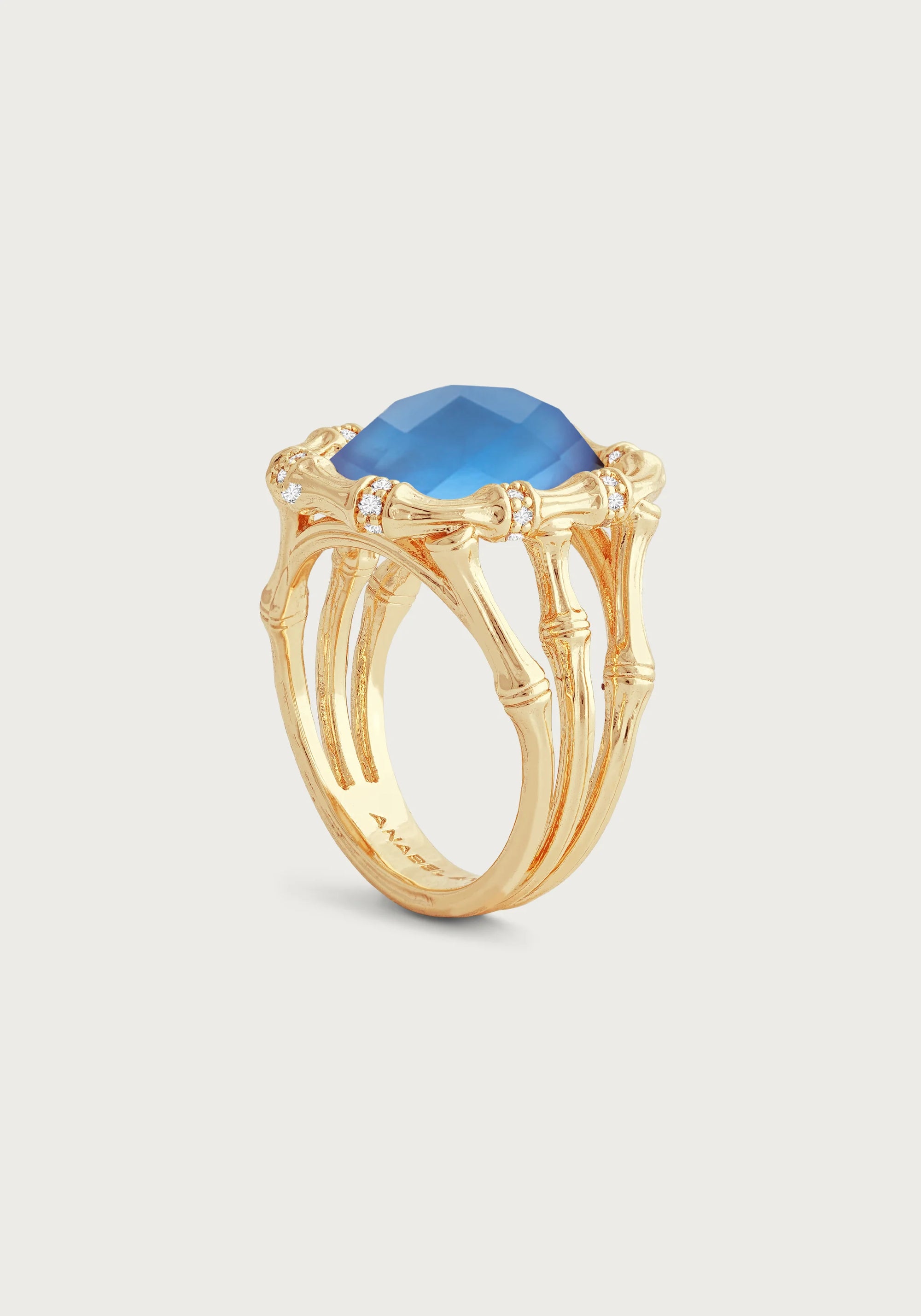 Anabel Aram Bamboo With Stone Ring - Size 7