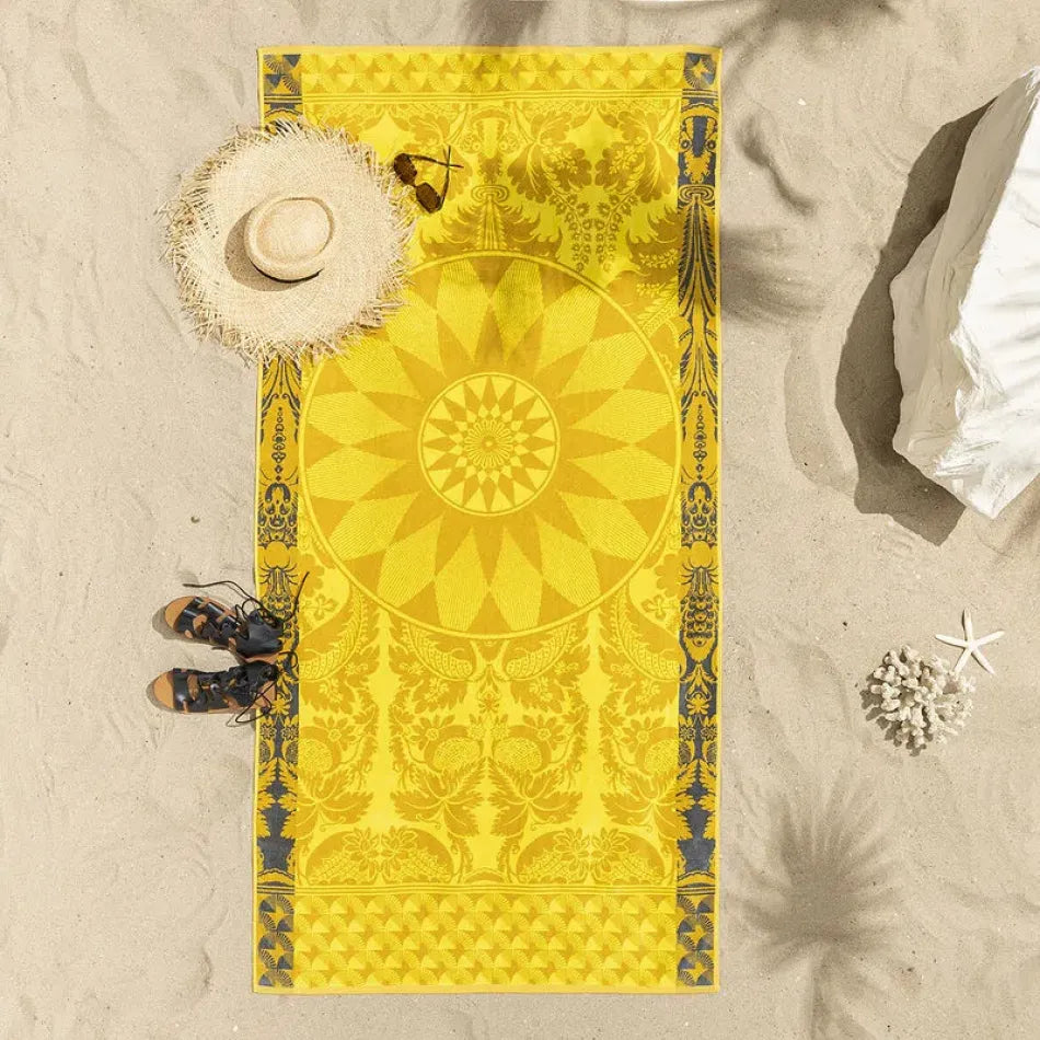 Le Jacquard Francais Yellow Beach Towel 39" X 79" 100% Cotton