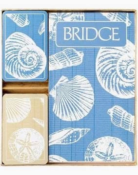 Shells Large Type Bridge Gift Set - 2 Playing Card Decks & 2 Score Pads