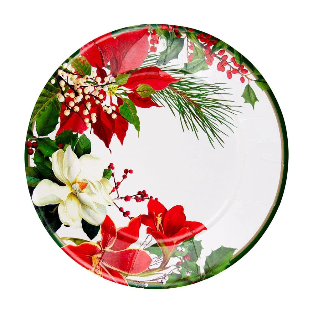 Caspari Christmas Garden Dinner Plates - 8 Per Package