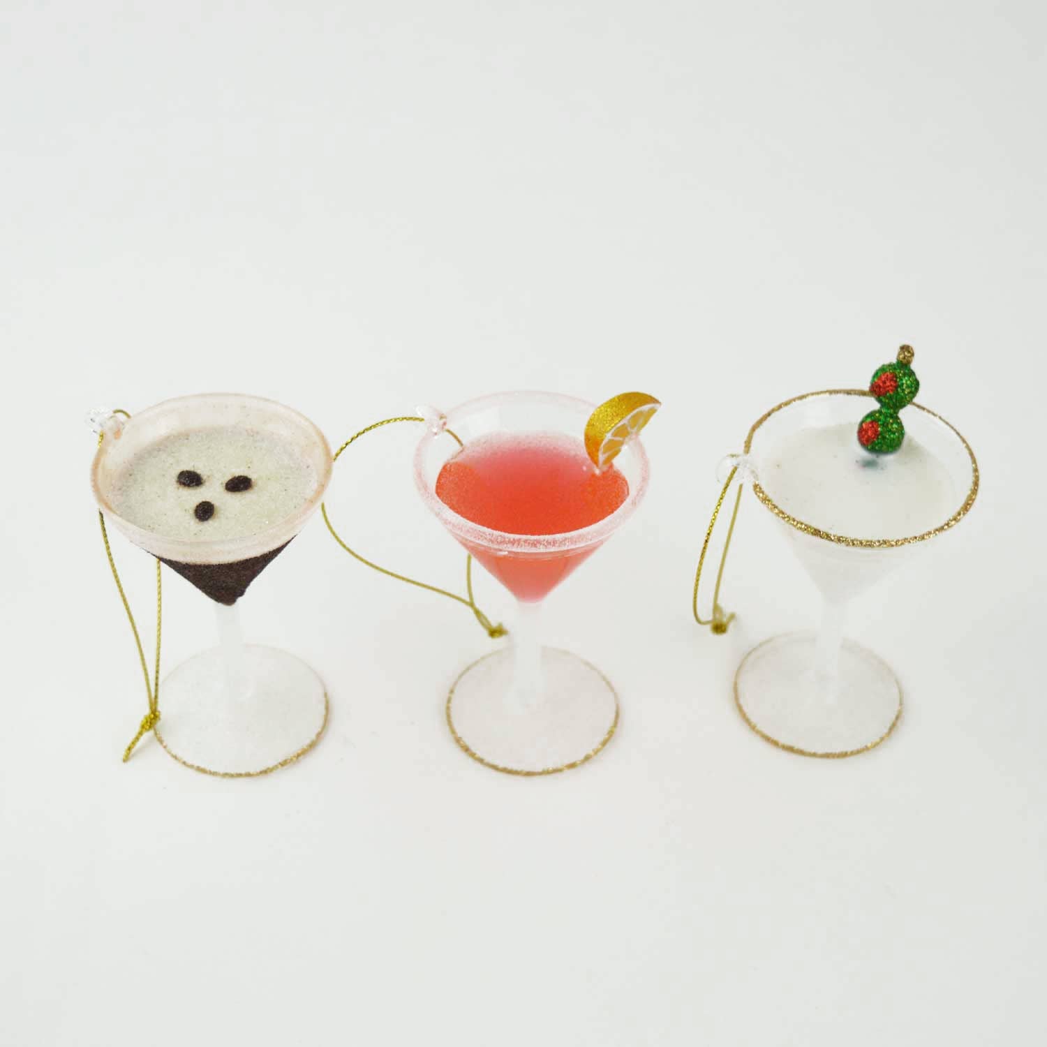 8 Oak Lane - Martini 3pc Boxed Glass Ornament Set