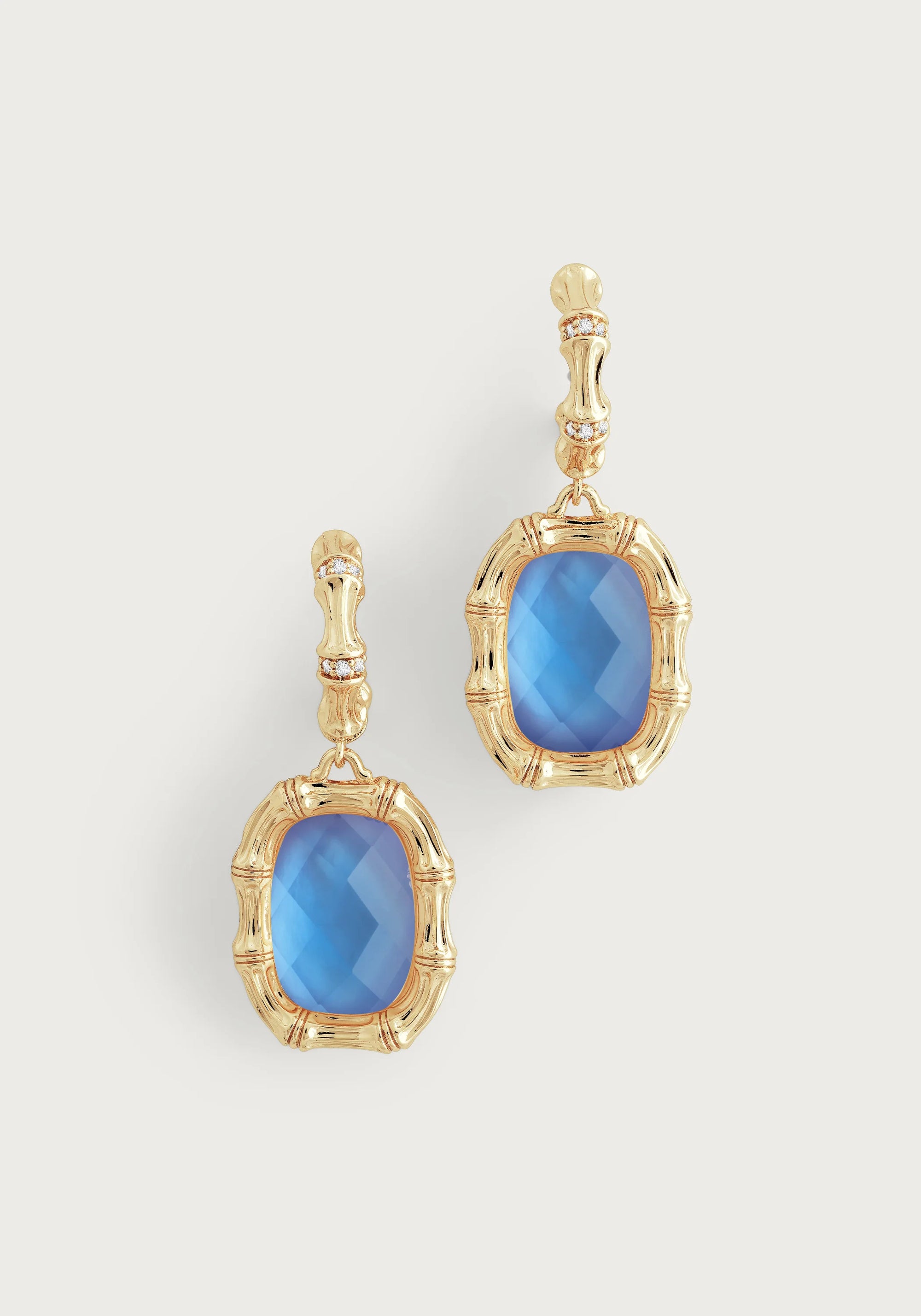 Anabel Aram Bamboo with Stone Drop Earrings - Gemstones