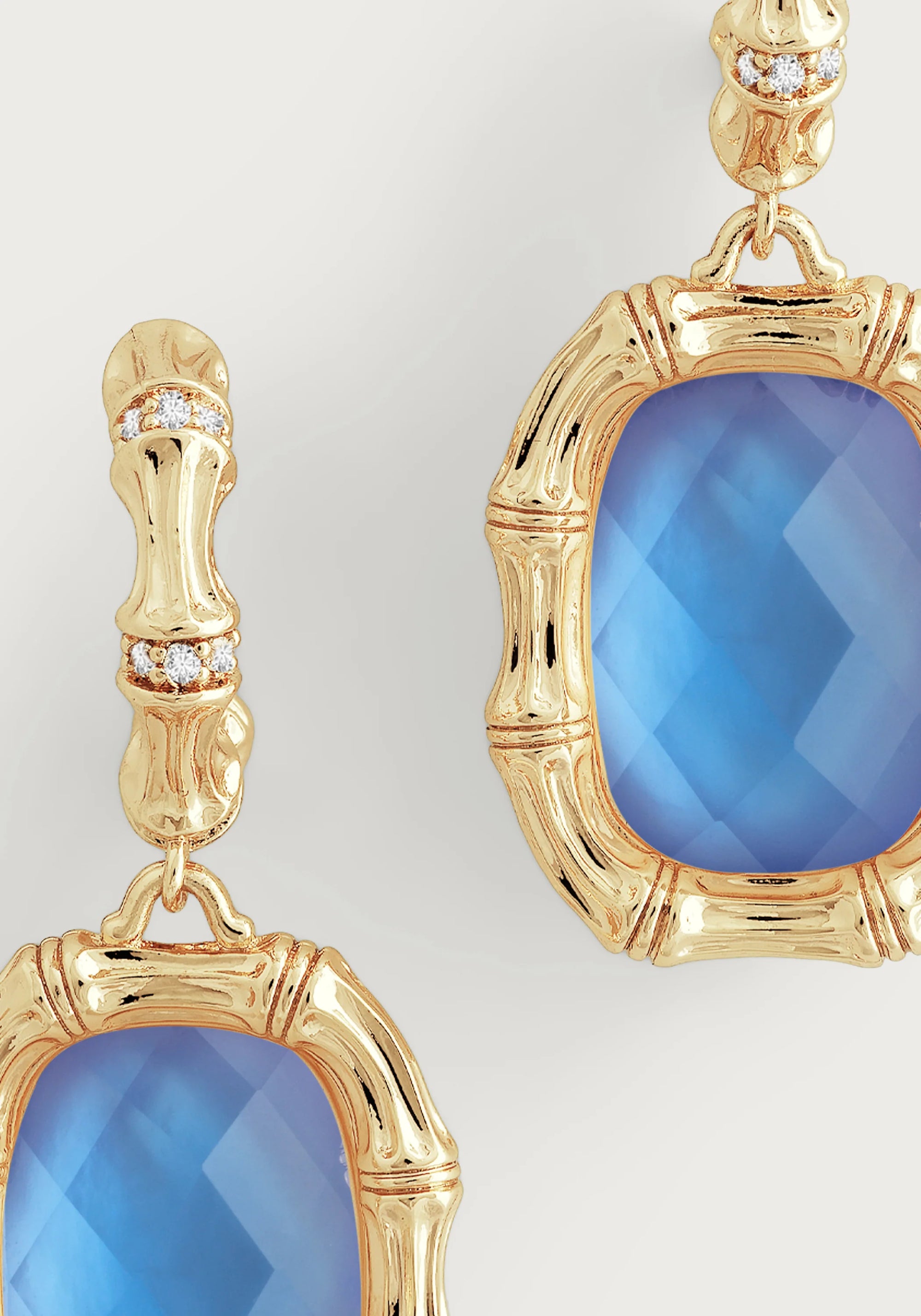 Anabel Aram Bamboo with Stone Drop Earrings - Gemstones