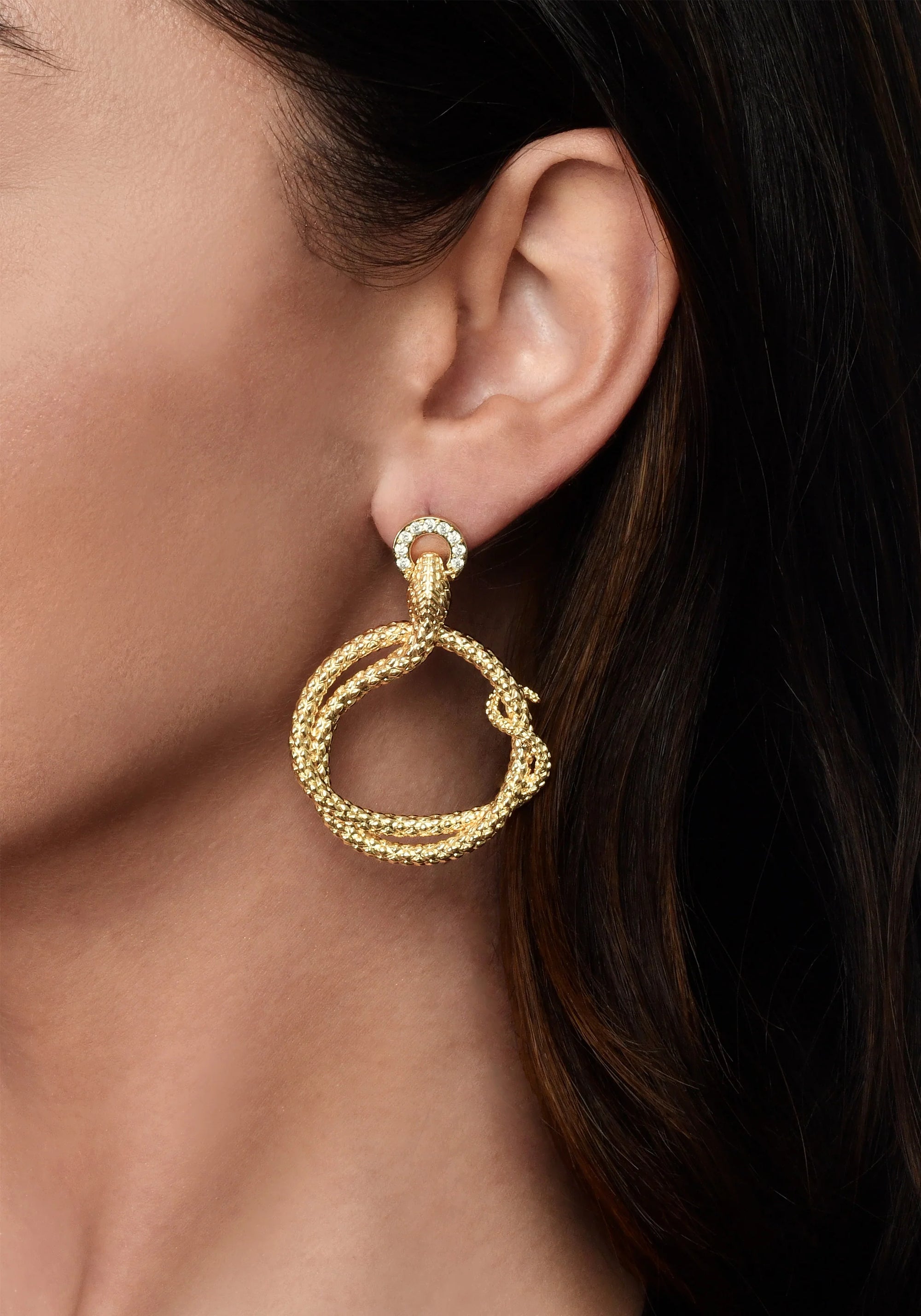 Anabel Aram Serpent Holding Ring Hoop Earrings