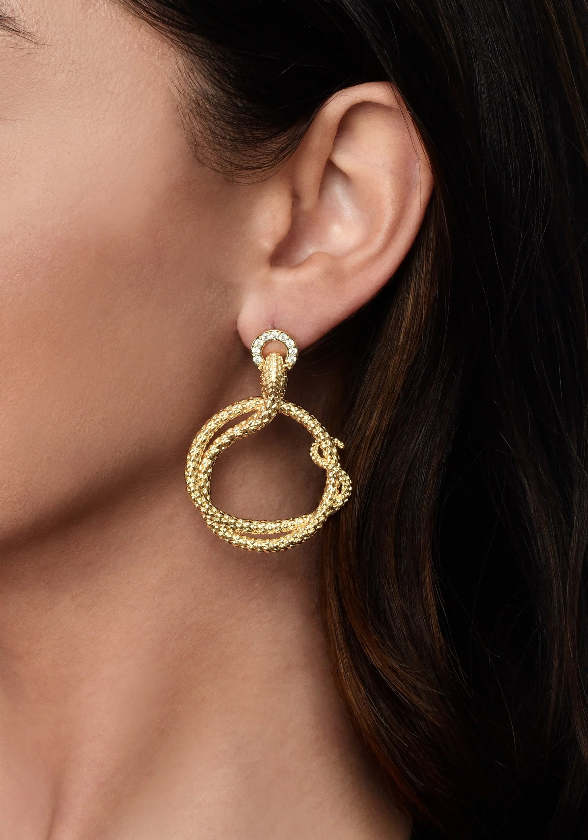 Anabel Aram Serpent Holding Ring Hoop Earrings