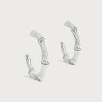 Anabel Aram Bamboo Medium Hoop Earrings, Silver