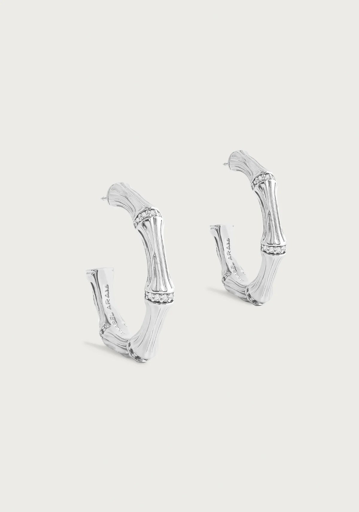 Anabel Aram Bamboo Medium Hoop Earrings, Silver