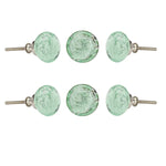 Light Green Bubble Glass Knobs - Set of 6