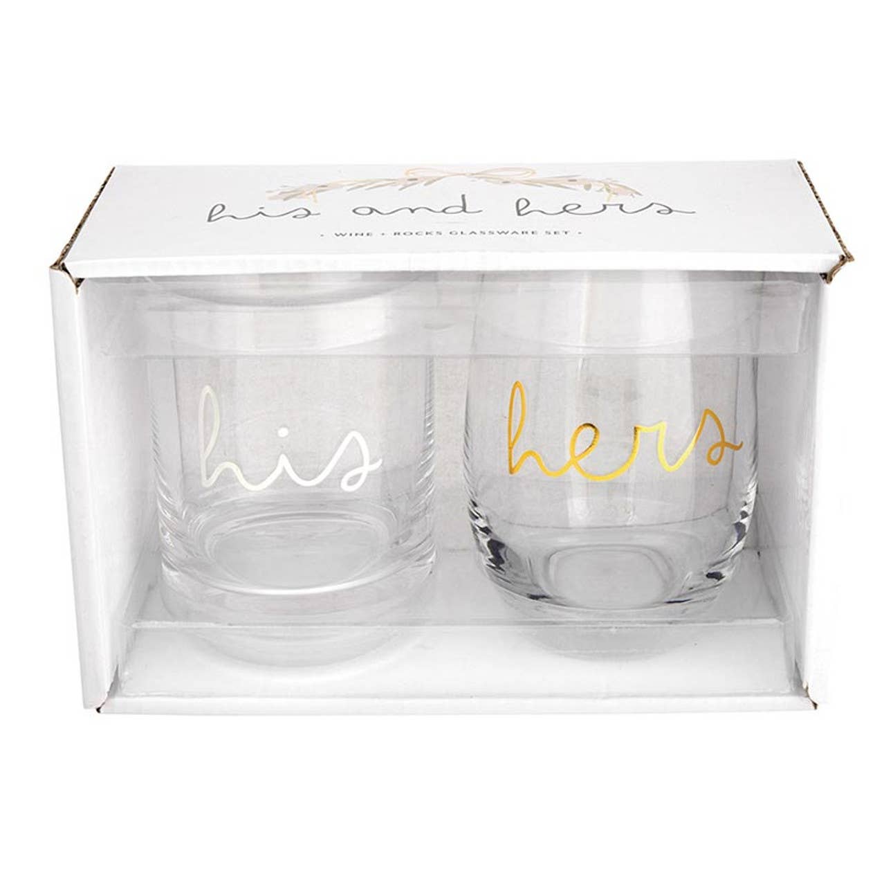 DOF + Stemless Wine Glassware Set - His/Hers