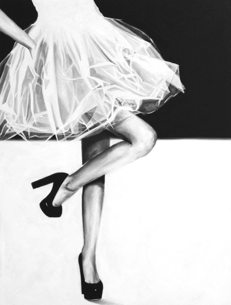 Cindy Press Original Framed Oil on Canvas White Dress