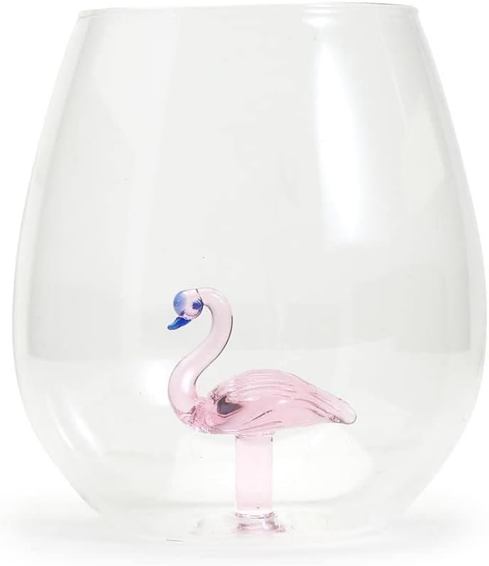 Flamingo Stemless Wine Glass