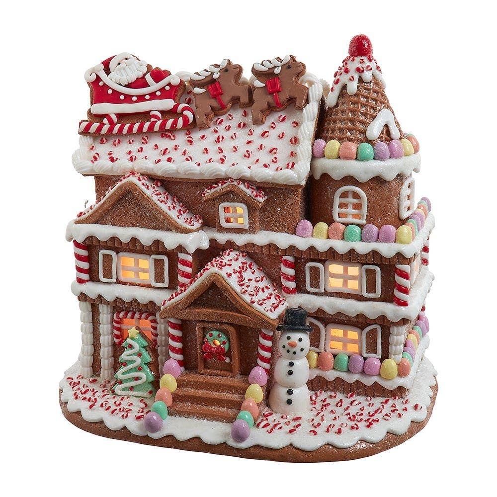 Kurt S. Adler, Inc. - 10“ Pre-Lit Gingerbread House W/ Santa