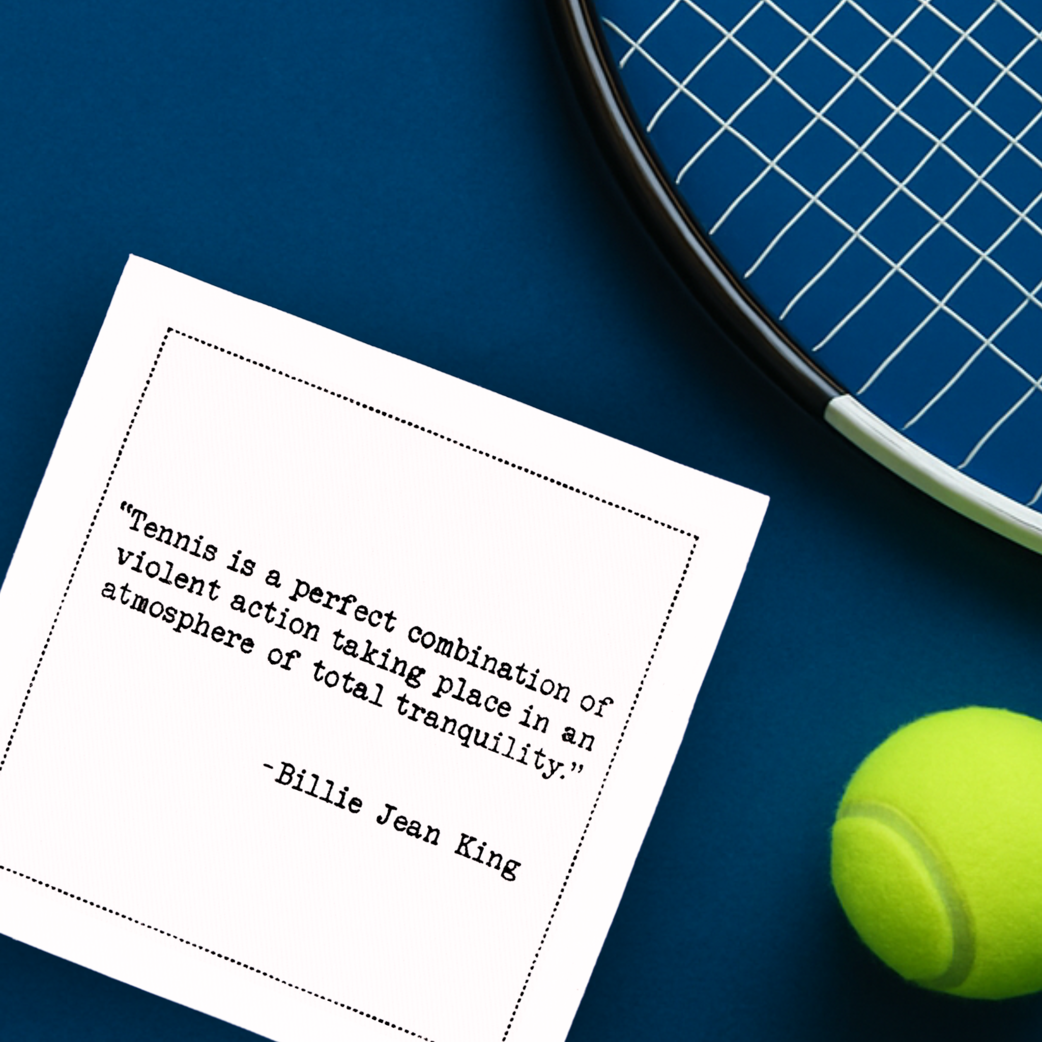 Five Star Napkins Inc. - Tennis Legends Quotes - White Cotton Cocktail Napkins 50x