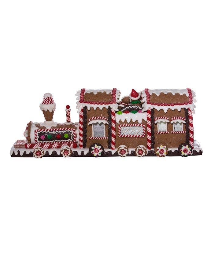 Kurt S. Adler, Inc. - 19.5"B/O GINGERBREAD LED TRAIN TABLETOP