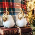 Vagabond House - Porcelain Pear Salt and Pepper with Gold Leaf