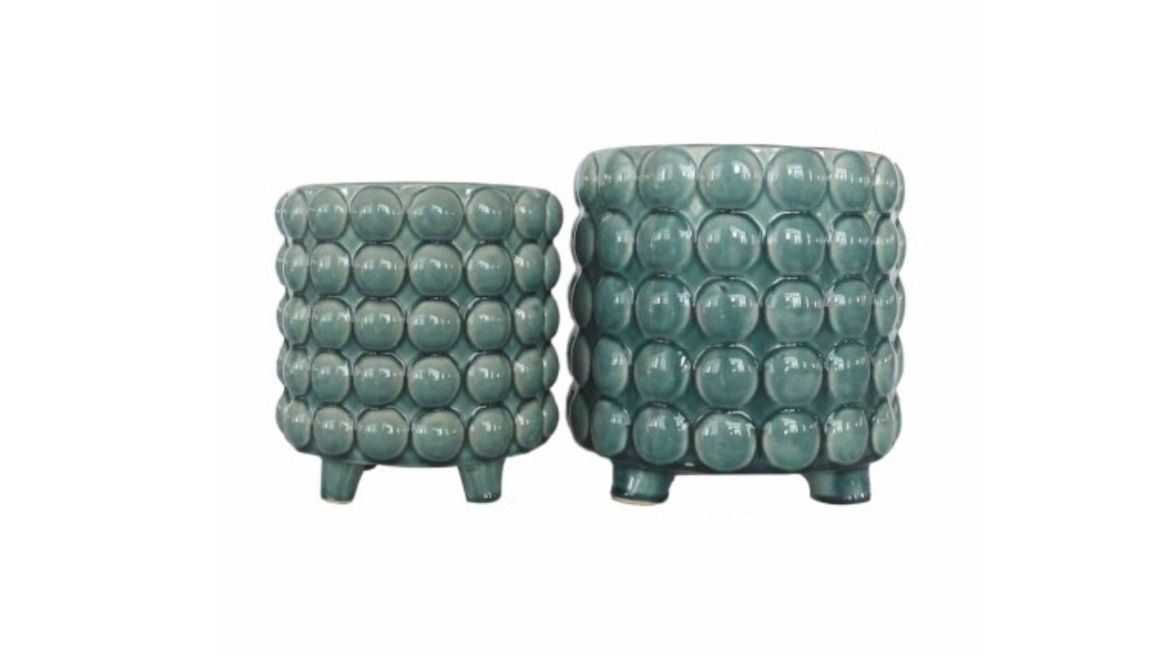 Footed Planter W Bubbles Set of 2