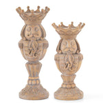 Gray Washed Brown Resin Nutcracker Candleholders