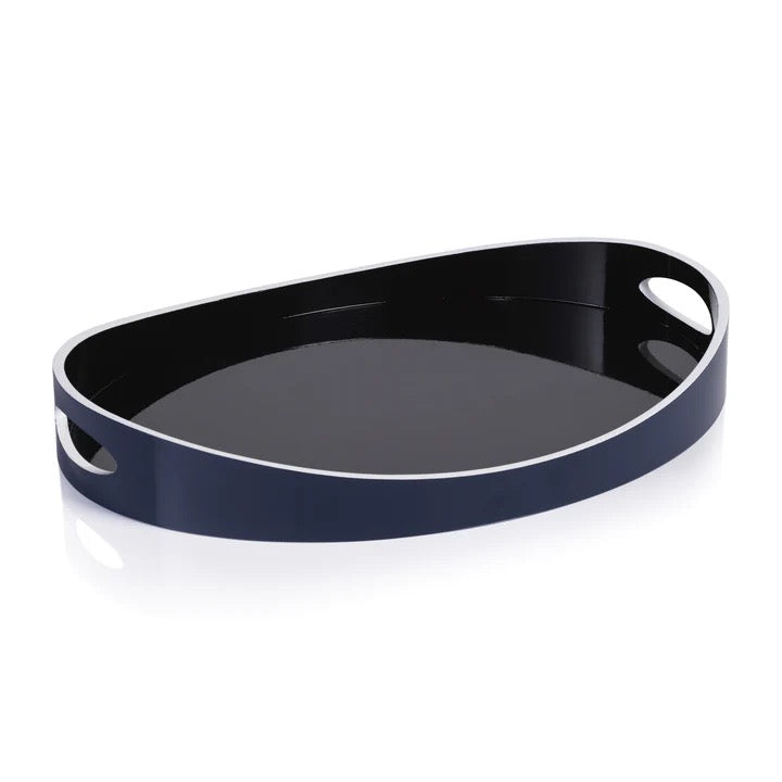 Noir Marine Lacquered Serving Tray - Large