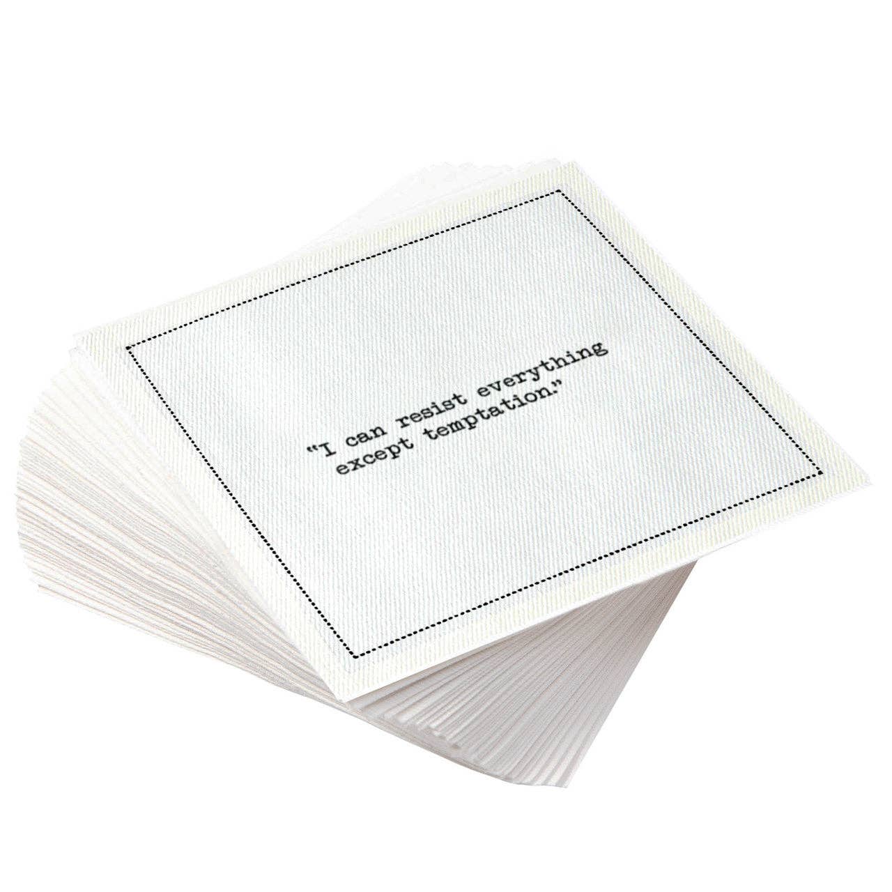 Five Star Napkins Inc. - Oscar Wilde Quotes - White Cotton Cocktail Napkins 50x