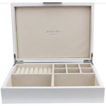 Addison Ross White Jewelry Box: Silver Trim
