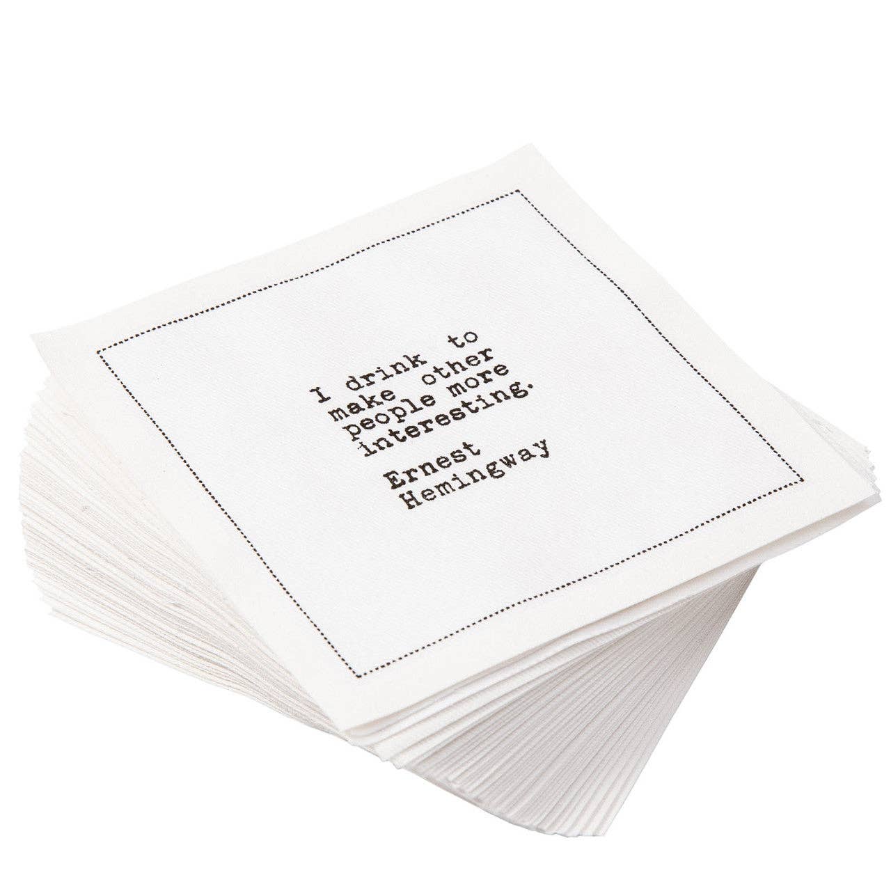 Five Star Napkins Inc. - Drinking Quotes - White Cotton Cocktail Napkins  50x