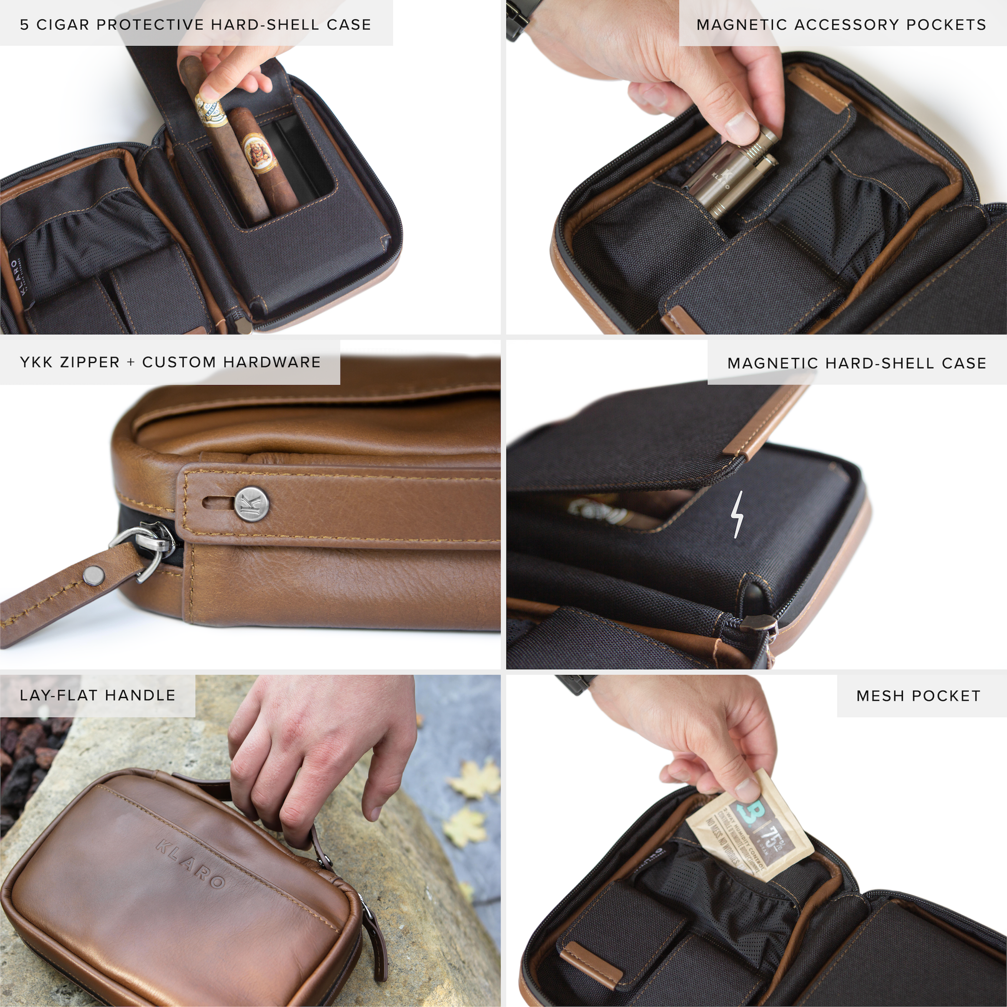 Case Elegance - Brown Flint Travel Leather Cigar