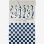 Geometry - Sardine Check Blue Tea Towel