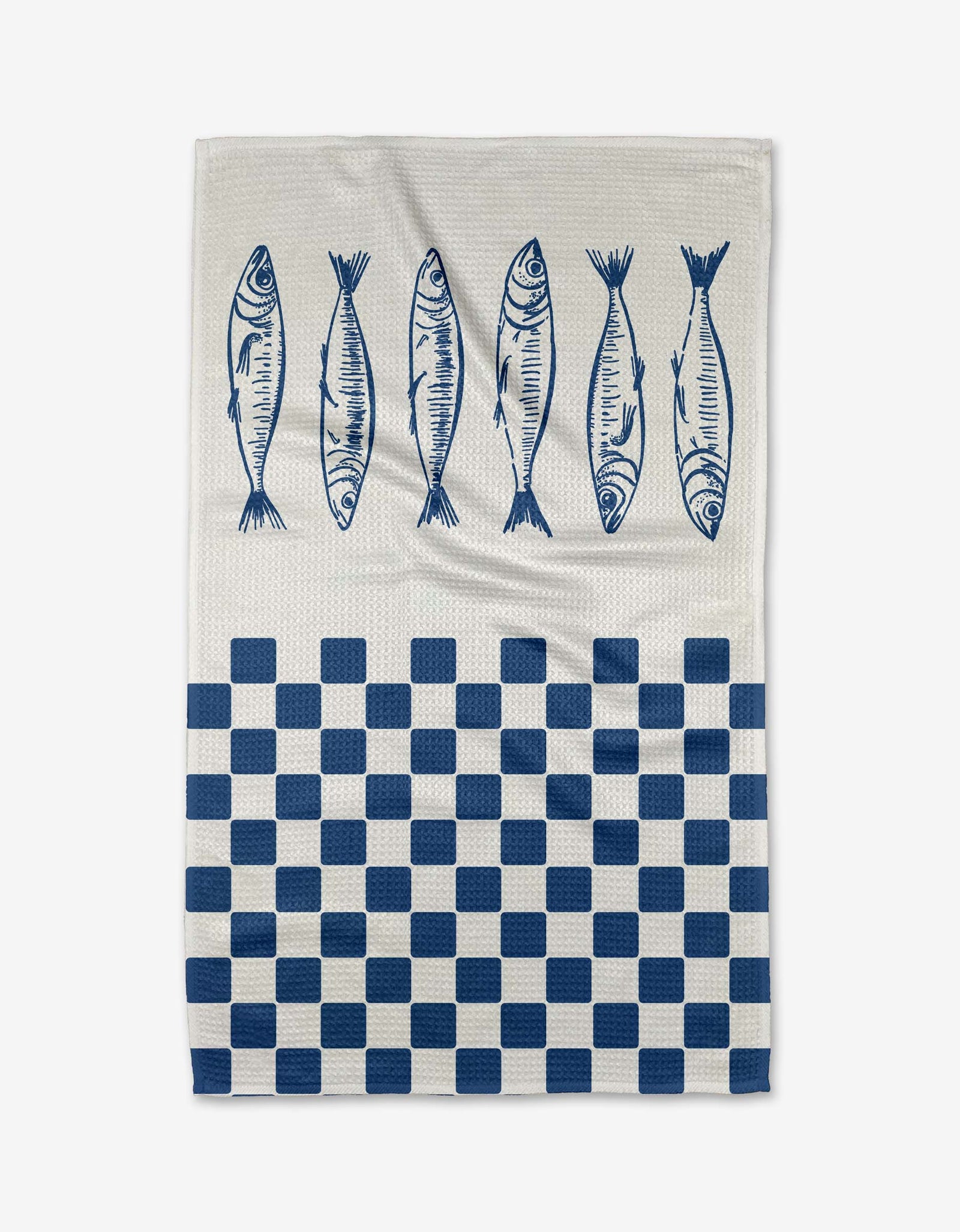 Geometry - Sardine Check Blue Tea Towel