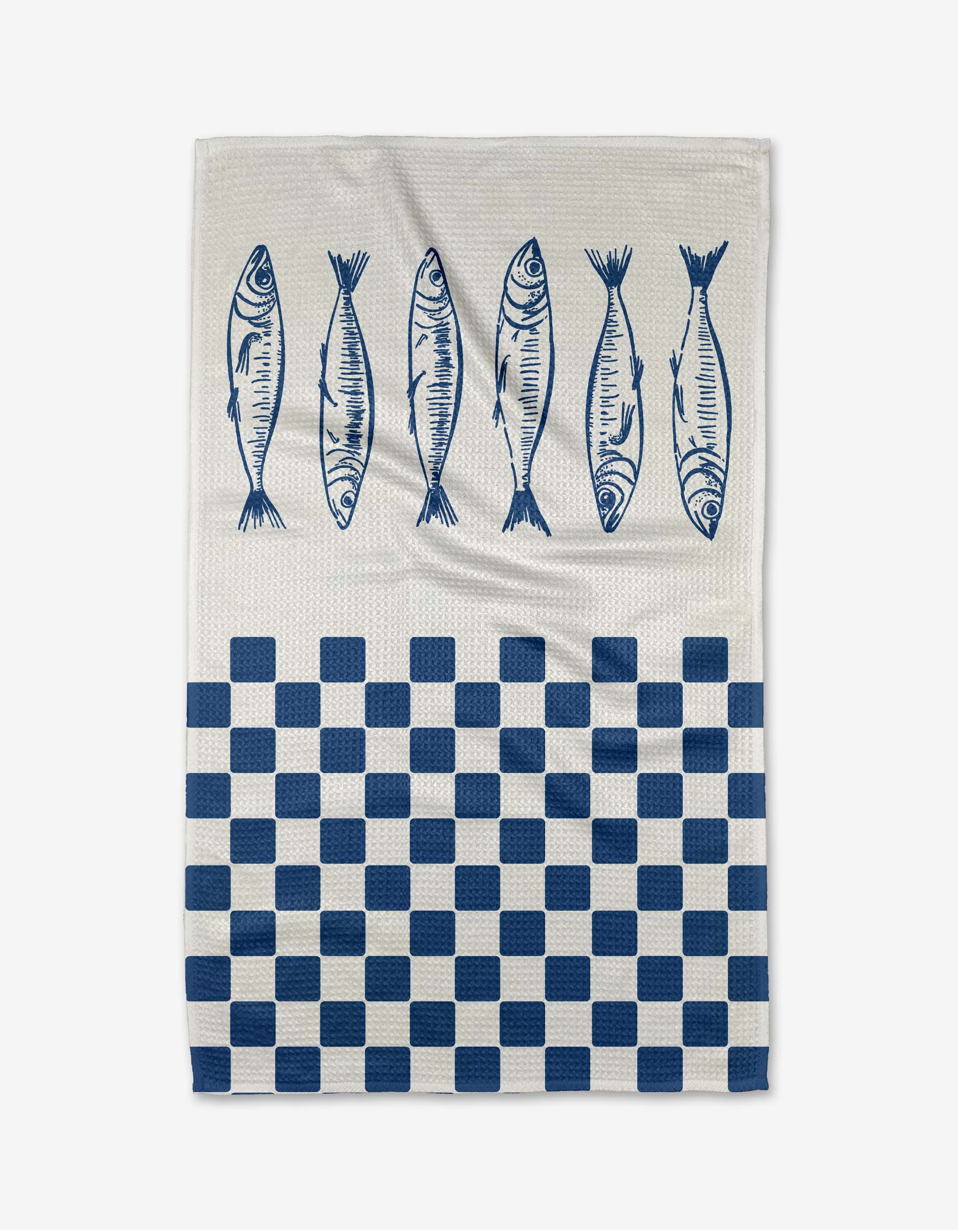 Geometry - Sardine Check Blue Tea Towel