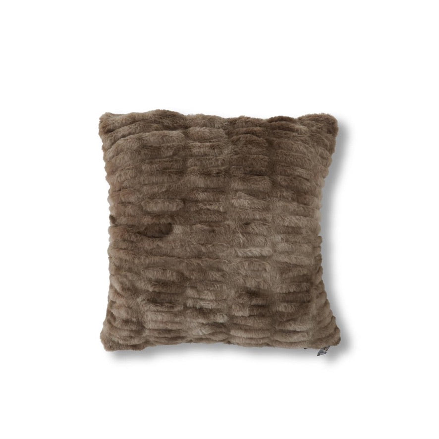 Brown Ribbed Faux Fur Pillow 18"