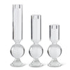 Clear Crystal Glass Single Ball Taper Candleholders (3 Sizes)