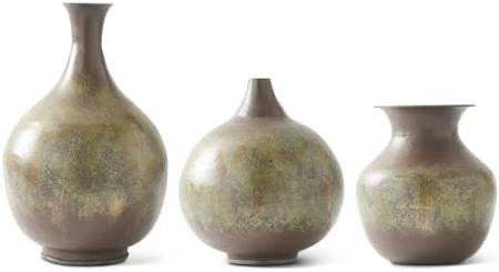 Brown Green Metal Vases