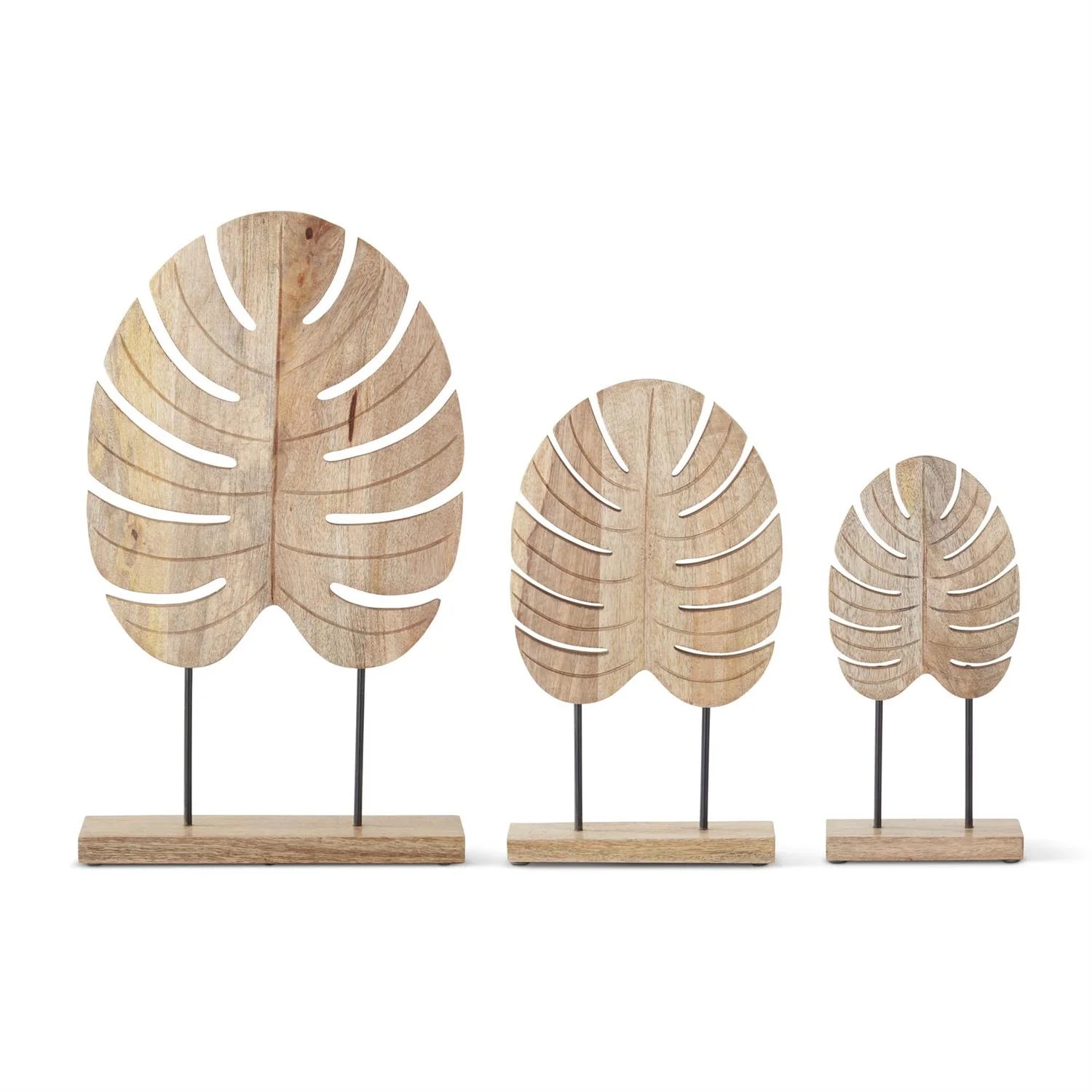 Wood Monstera Leaf Sculptures