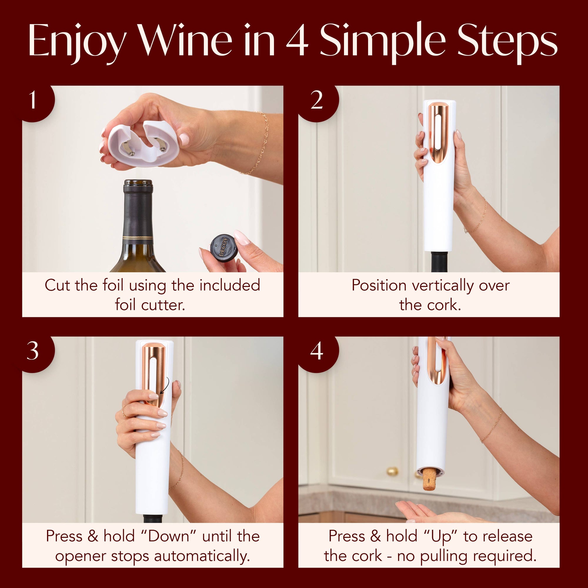 Vin Fresco - Vin Fresco Electric Wine Opener, Battery-Powered Corkscrew