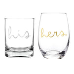 DOF + Stemless Wine Glassware Set - His/Hers