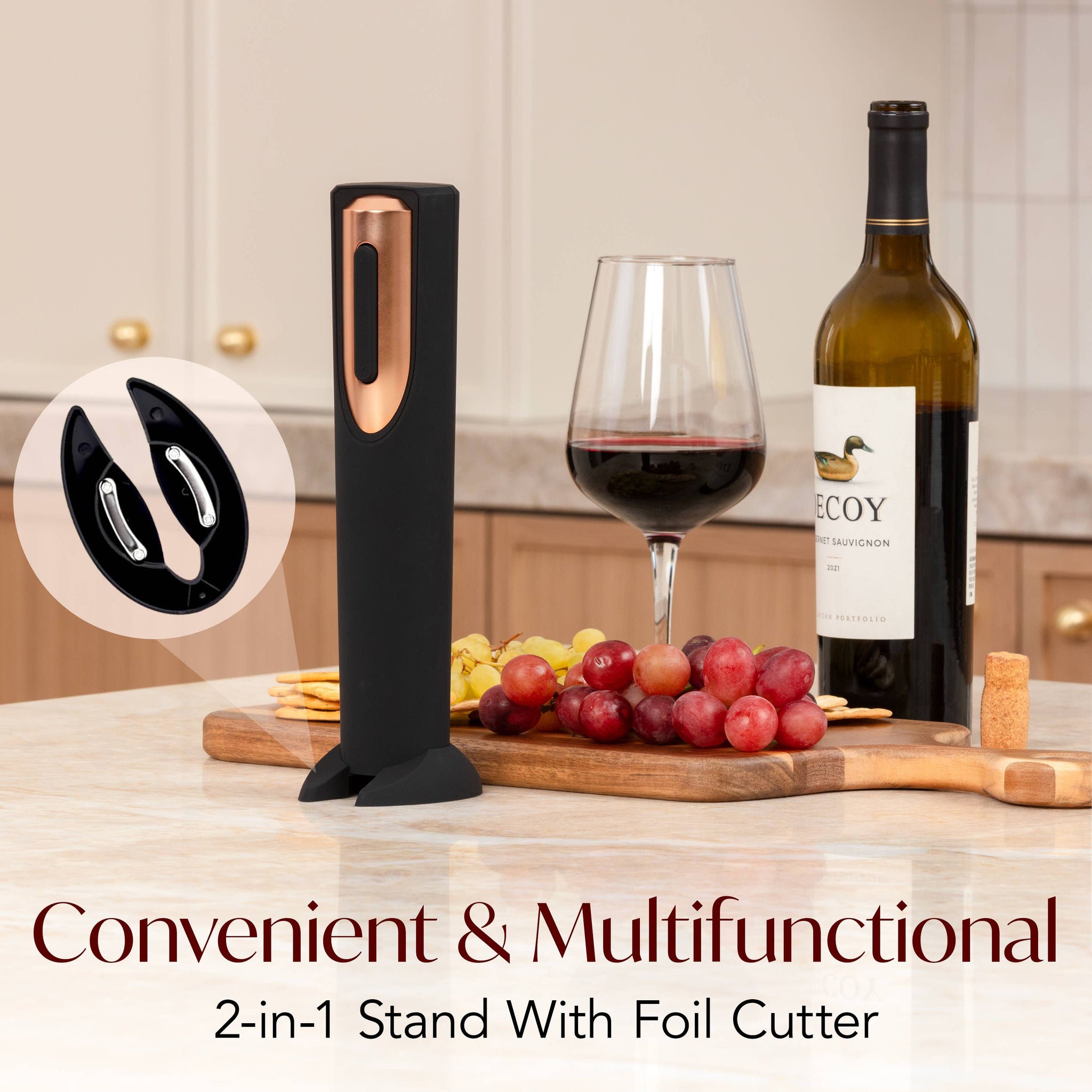 Vin Fresco - Vin Fresco Electric Wine Opener, Battery-Powered Corkscrew