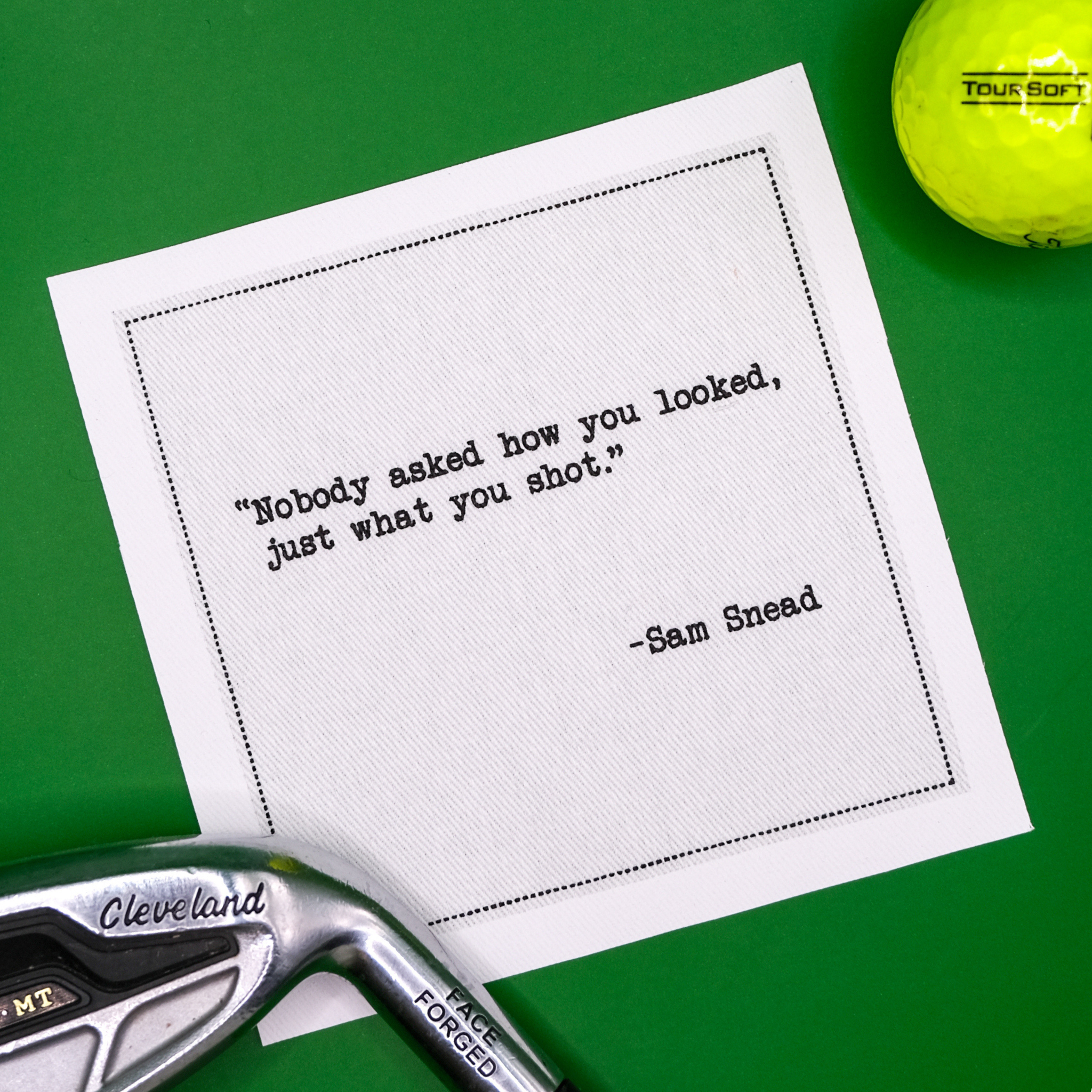 Five Star Napkins Inc. - Golf Legends Quotes - White Cotton Cocktail Napkins 50x